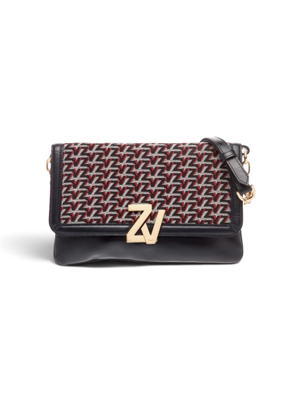 Zadig & Voltaire Quilted Monogram Crossbody in Black and Red